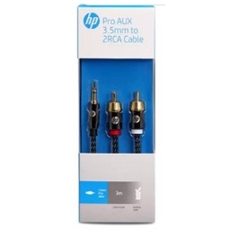 Cable de audio plug 3,5mm a 2 RCA 1.5mt HP HP033GBBLK1.5TW 