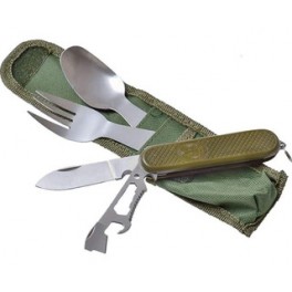 Set 7 en 1 para supervivencia cuchillo tenedor cuchara destapador DBlue 03-DBG1351