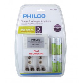 Cargador C/4 Pilas AA 2700 MAH Pre-Cargadas 9854F Philco
