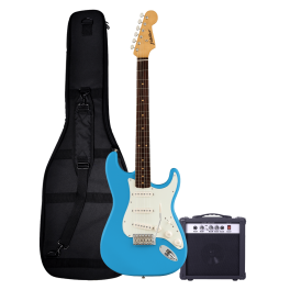 Combo Guitarra El&eacute;ctrica Celeste Fiddler con Amplificador 10W Azul