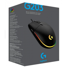 Mouse Gamer USB Logitech G203 Lightsync Negro